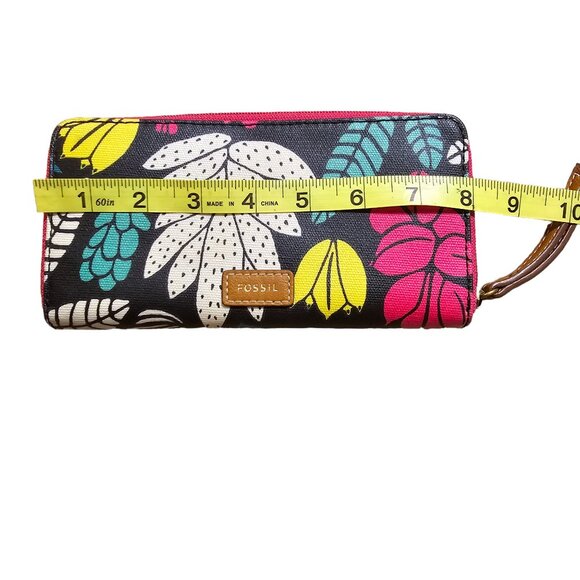 Fossil Long Zippy‎ Leaf Print Wallet Like New Condition - Picture 4 of 11